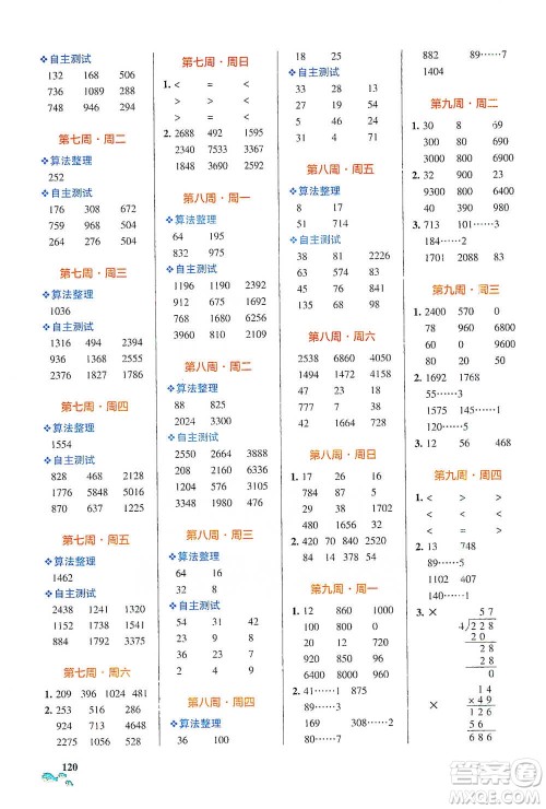 辽宁教育出版社2021小学学霸天天计算三年级下册数学人教版参考答案 辽宁教育出版社2021小学学霸天天计算三年级下册数学人教版参考答案
