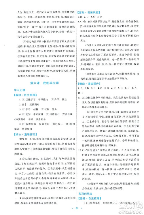 内蒙古教育出版社2021学习目标与检测九年级道德与法治下册人教版答案 内蒙古教育出版社2021学习目标与检测九年级道德与法治下册人教版答案