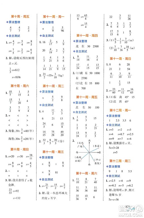 辽宁教育出版社2021小学学霸天天计算五年级下册数学北师版参考答案