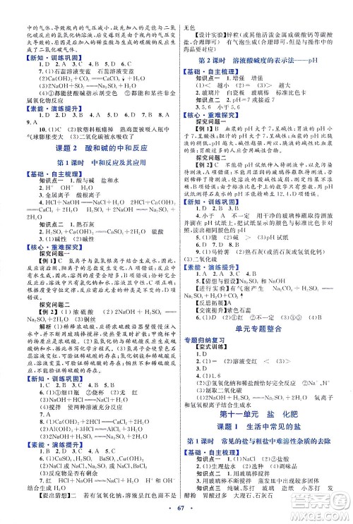 内蒙古教育出版社2021学习目标与检测九年级化学全一册人教版答案