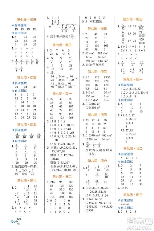 辽宁教育出版社2021小学学霸天天计算五年级下册数学人教版参考答案