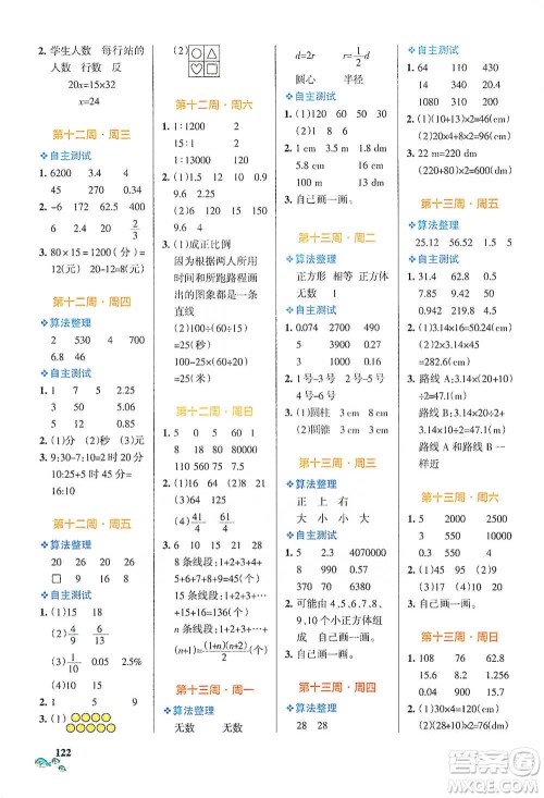 辽宁教育出版社2021小学学霸天天计算六年级下册数学北师版参考答案