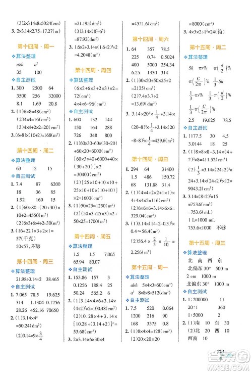 辽宁教育出版社2021小学学霸天天计算六年级下册数学北师版参考答案