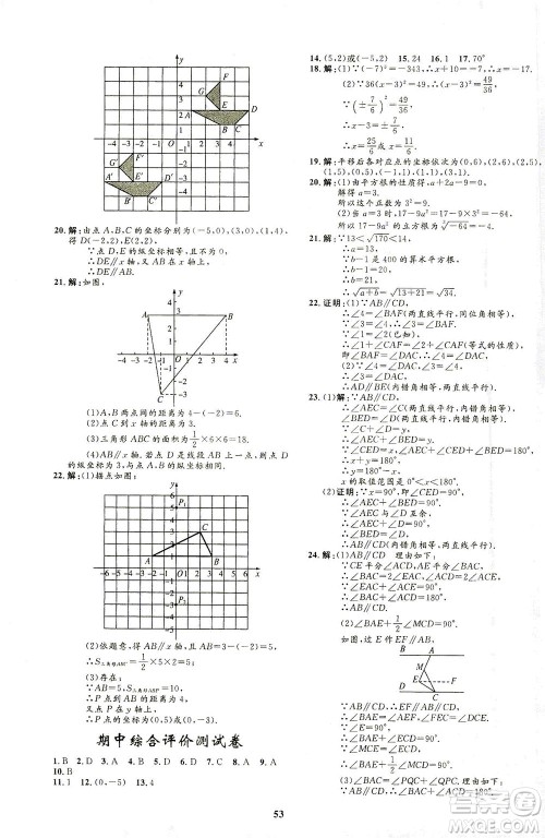 上海大学出版社2021非常1+1完全题练七年级数学下册人教版答案 上海大学出版社2021非常1+1完全题练七年级数学下册人教版答案