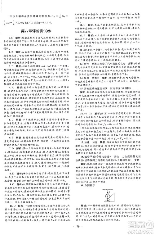 上海大学出版社2021非常1+1完全题练八年级物理下册人教版答案 上海大学出版社2021非常1+1完全题练八年级物理下册人教版答案