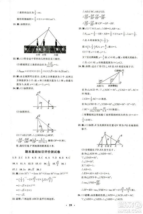 上海大学出版社2021非常1+1完全题练九年级数学下册人教版答案