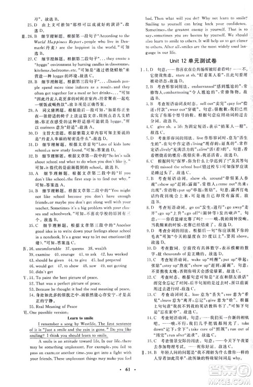 上海大学出版社2021非常1+1完全题练九年级英语下册人教版答案