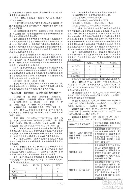 上海大学出版社2021非常1+1完全题练九年级化学下册人教版答案