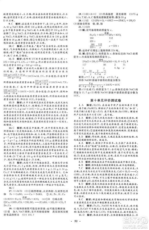 上海大学出版社2021非常1+1完全题练九年级化学下册人教版答案