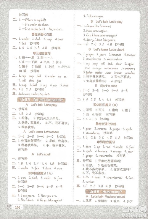 江西教育出版社2021阳光同学默写小达人三年级英语下册人教版参考答案 江西教育出版社2021阳光同学默写小达人三年级英语下册人教版参考答案