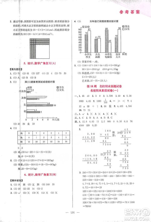 江苏凤凰美术出版社2021超能学典小学数学从课本到奥数同步练四年级下册人教版参考答案