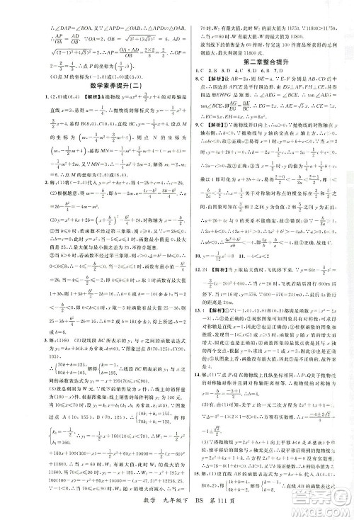 延边大学出版社2021一线课堂九年级数学下册北师大版答案