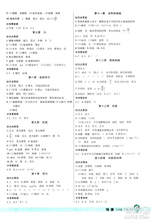 延边大学出版社2021一线课堂九年级物理下册人教版答案