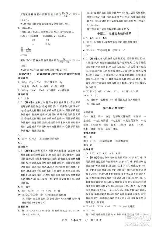 延边大学出版社2021一线课堂九年级化学下册人教版答案