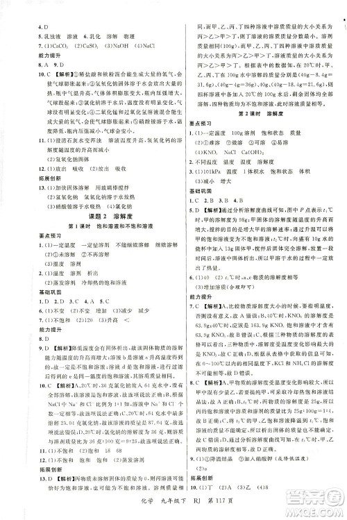 延边大学出版社2021一线课堂九年级化学下册人教版答案