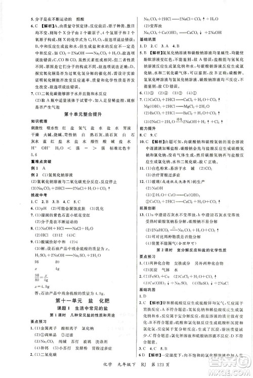 延边大学出版社2021一线课堂九年级化学下册人教版答案