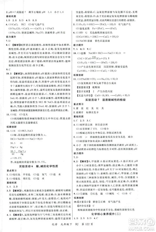 延边大学出版社2021一线课堂九年级化学下册人教版答案