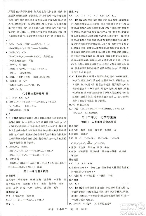 延边大学出版社2021一线课堂九年级化学下册人教版答案