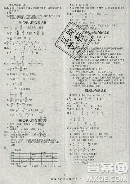 海南出版社2021名师名题数学五年级下册人教版答案