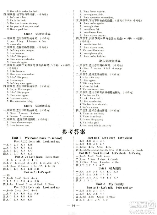 江西教育出版社2021名师测控三年级英语下册人教版答案 江西教育出版社2021名师测控三年级英语下册人教版答案