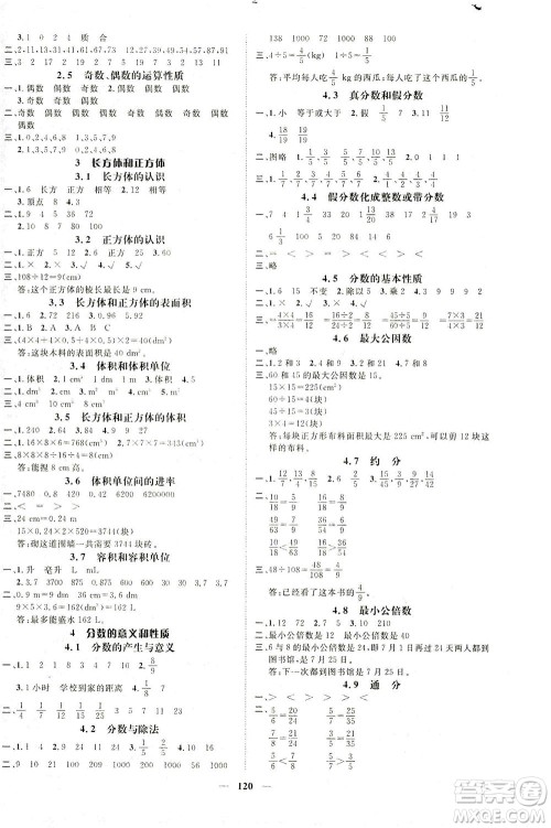 江西教育出版社2021名师测控五年级数学下册人教版答案