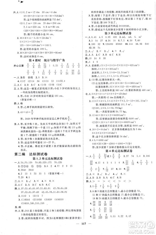 江西教育出版社2021名师测控五年级数学下册人教版答案