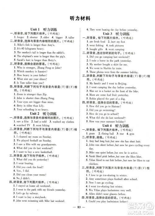 江西教育出版社2021名师测控六年级英语下册人教版答案