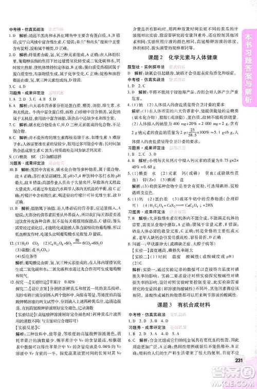 北京教育出版社2021倍速学习法九年级化学下册人教版参考答案 北京教育出版社2021倍速学习法九年级化学下册人教版参考答案