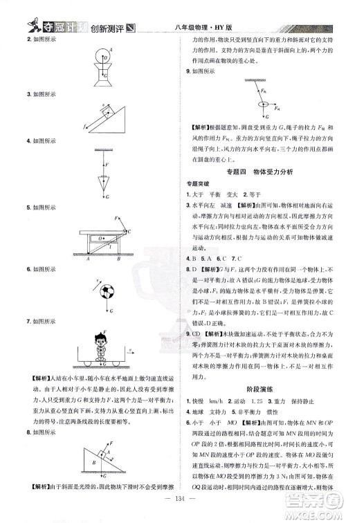 江西美术出版社2021夺冠计划物理八年级下册HY沪粤版江西专版答案