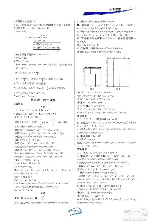 华东师范大学出版社2021走进重高培优讲义七年级数学下册浙教版参考答案