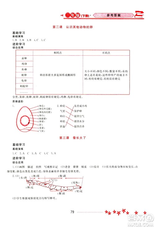 黑龙江教育出版社2021资源与评价三年级科学下册教科版答案