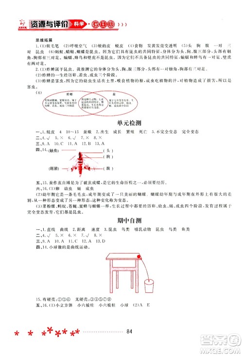黑龙江教育出版社2021资源与评价三年级科学下册教科版答案 黑龙江教育出版社2021资源与评价三年级科学下册教科版答案
