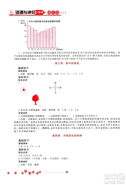 黑龙江教育出版社2021资源与评价三年级科学下册教科版答案