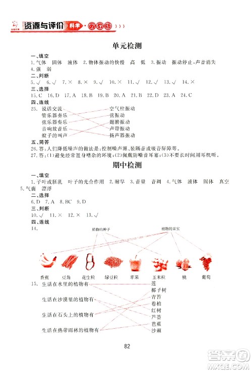 黑龙江教育出版社2021资源与评价三年级科学下册苏教版答案