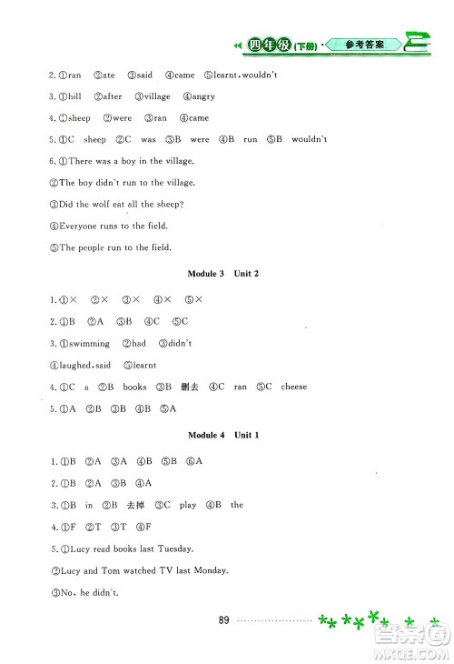 黑龙江教育出版社2021资源与评价四年级英语下册外研版答案 黑龙江教育出版社2021资源与评价四年级英语下册外研版答案