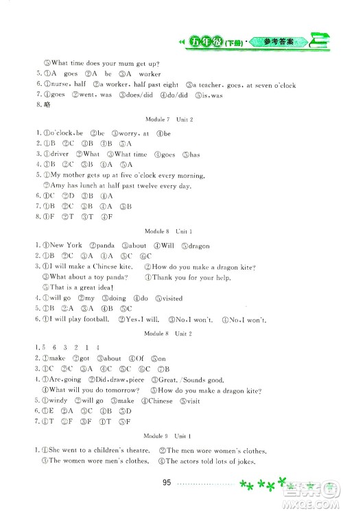 黑龙江教育出版社2021资源与评价五年级英语下册外研B版答案 黑龙江教育出版社2021资源与评价五年级英语下册外研B版答案