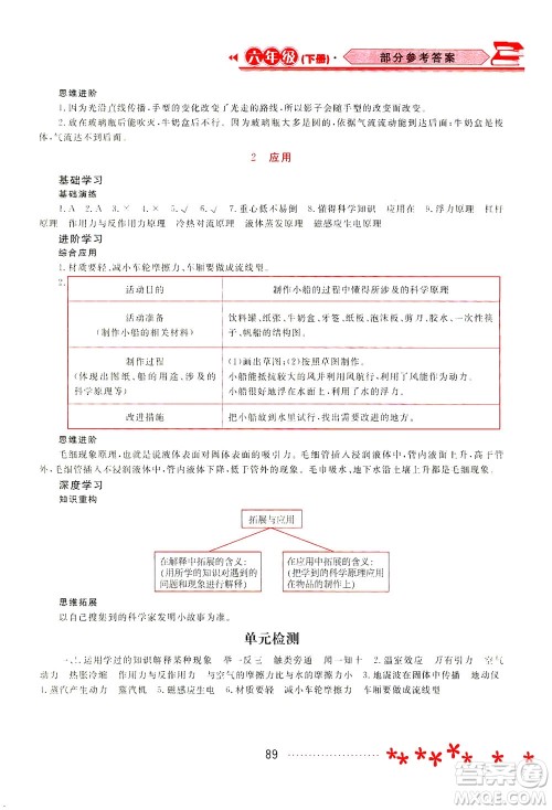 黑龙江教育出版社2021资源与评价六年级科学下册苏教版答案