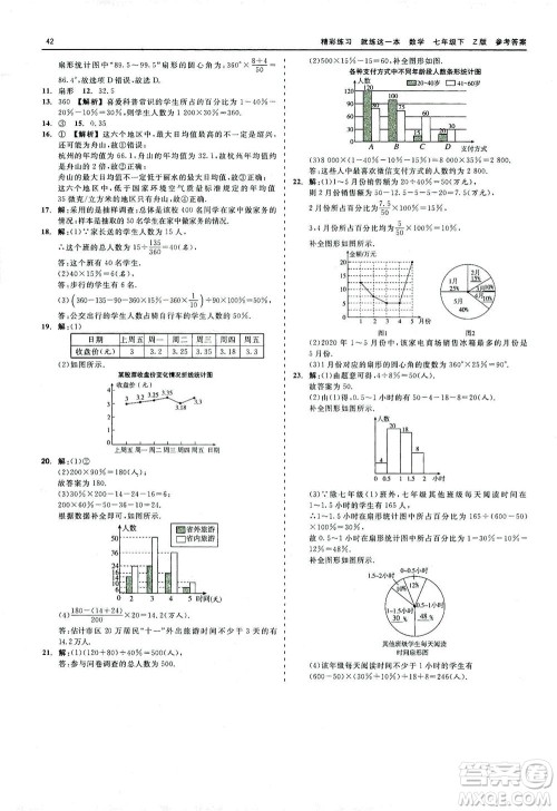 浙江工商大学出版社2021精彩练习就练这一本七年级数学下册浙教版答案 浙江工商大学出版社2021精彩练习就练这一本七年级数学下册浙教版答案
