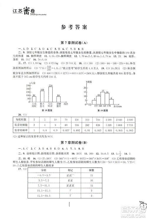 东南大学出版社2021江苏密卷数学八年级下册新课标江苏版答案 东南大学出版社2021江苏密卷数学八年级下册新课标江苏版答案