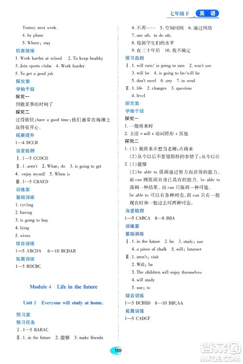 黑龙江教育出版社2021资源与评价七年级英语下册外研版答案 黑龙江教育出版社2021资源与评价七年级英语下册外研版答案