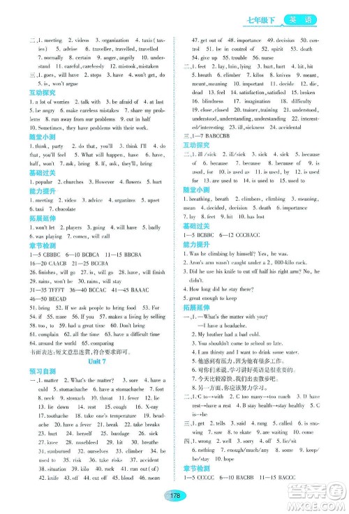 黑龙江教育出版社2021资源与评价七年级英语下册五四学制山教版答案 黑龙江教育出版社2021资源与评价七年级英语下册五四学制山教版答案
