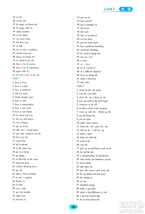 黑龙江教育出版社2021资源与评价七年级英语下册五四学制山教版答案 黑龙江教育出版社2021资源与评价七年级英语下册五四学制山教版答案
