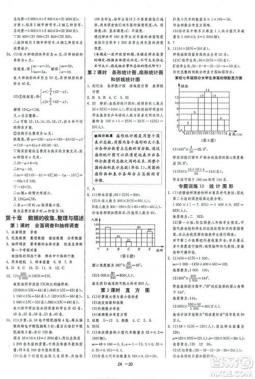 江苏人民出版社2021年1课3练单元达标测试七年级下册数学人教版参考答案