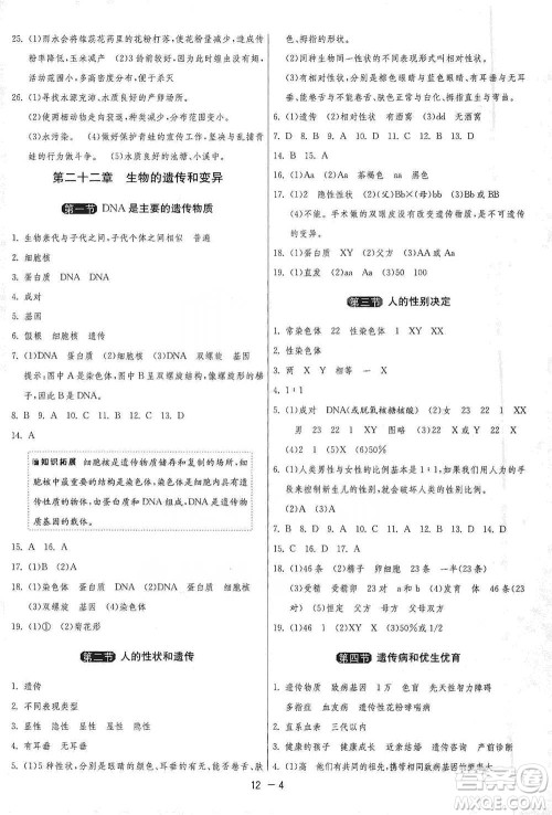 江苏人民出版社2021年1课3练单元达标测试八年级下册生物学苏教版参考答案 江苏人民出版社2021年1课3练单元达标测试八年级下册生物学苏教版参考答案