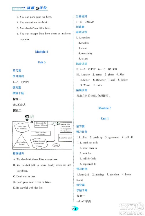 黑龙江教育出版社2021资源与评价九年级英语下册外研版答案