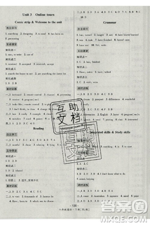 海南出版社2021名师名题英语八年级下册YL译林版答案