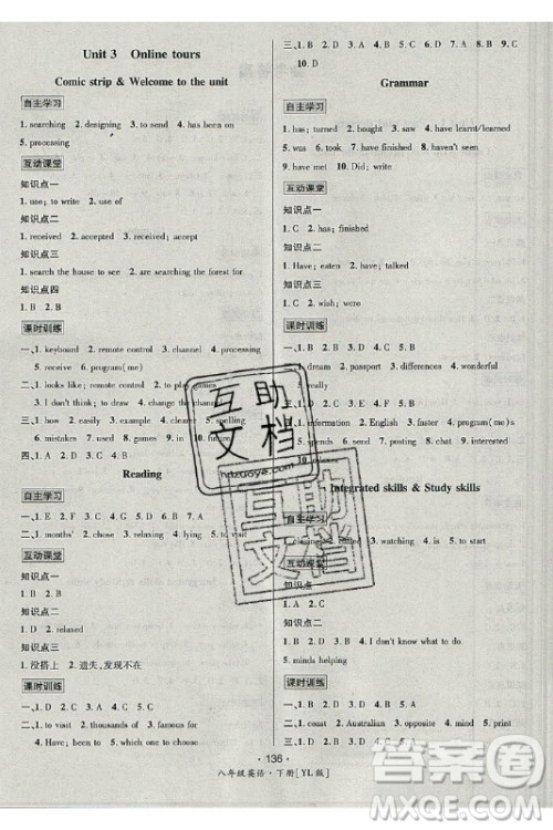 海南出版社2021名师名题英语八年级下册YL译林版答案