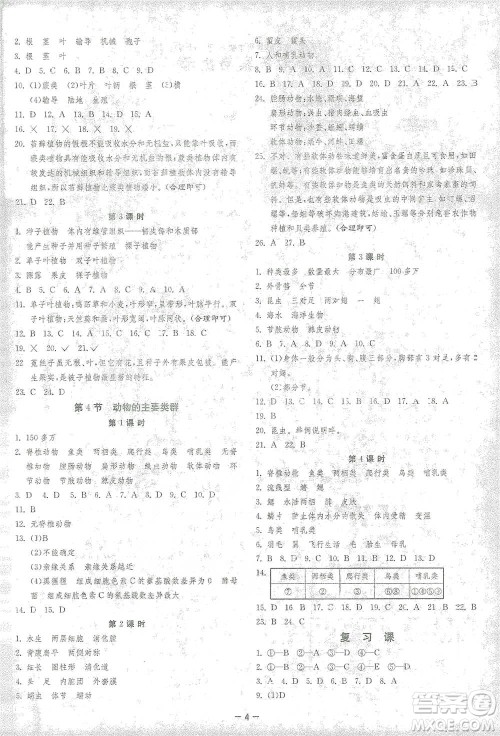 江苏人民出版社2021年1课3练单元达标测试八年级下册生物学北师大版参考答案 江苏人民出版社2021年1课3练单元达标测试八年级下册生物学北师大版参考答案