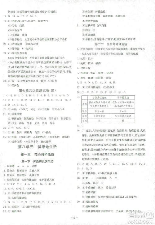 江苏人民出版社2021年1课3练单元达标测试八年级下册生物学人教版参考答案 江苏人民出版社2021年1课3练单元达标测试八年级下册生物学人教版参考答案