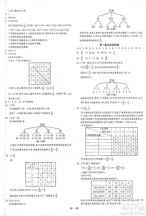 江苏人民出版社2021年1课3练单元达标测试九年级下册数学苏科版参考答案 江苏人民出版社2021年1课3练单元达标测试九年级下册数学苏科版参考答案